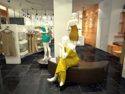 服装店-110㎡-现代风效果图