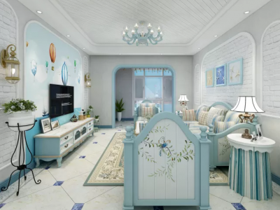 紫荆园地中海风格90平米三居室装修案例