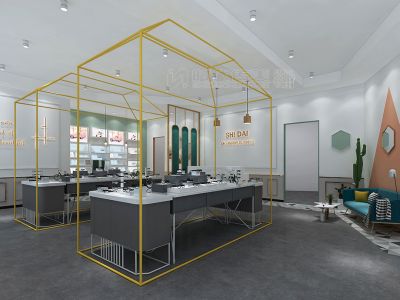 眼镜店-150㎡-简约风效果图