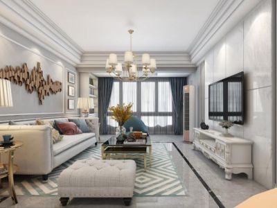 渭南上上国风-114㎡-轻奢风效果图