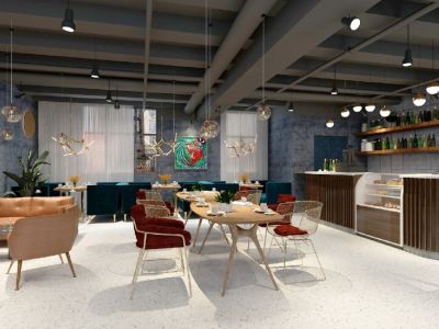 咖啡厅-160㎡-绚丽风效果图