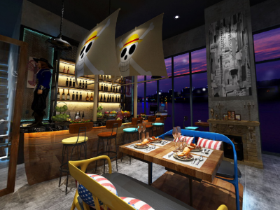 主题餐厅-260㎡-混搭风效果图