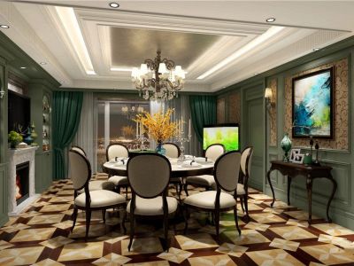 怡海花园-280㎡-混搭风效果图