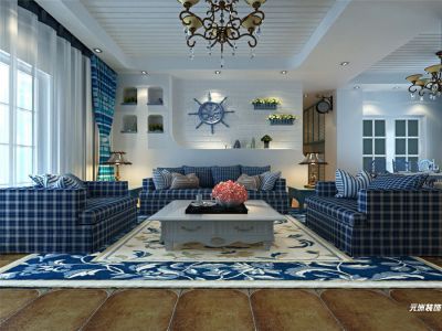 顶秀欣园-130㎡-地中海风效果图