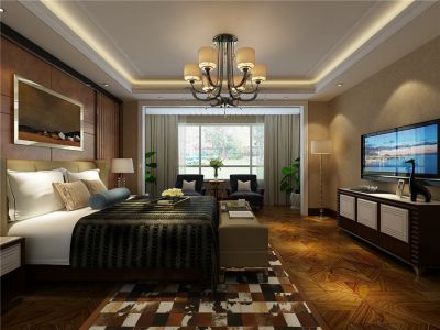 潮白河-233㎡-美式风效果图