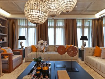 龙川丽景新中式风格124平米三居室装修案例