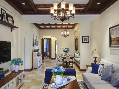 玫瑰河畔-122㎡-美式风效果图