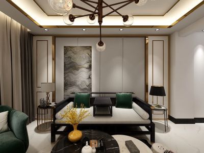 华夏盛世佳苑-132㎡-新中式风效果图