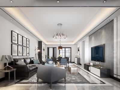 绿地云水谣-138㎡-现代风效果图