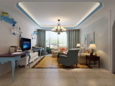 国风上观-176㎡-地中海风效果图