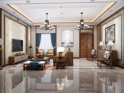 金玉良缘-152㎡-新中式风效果图