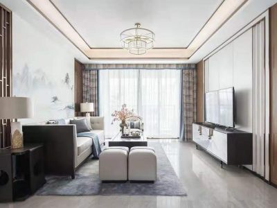 海尔世纪公馆-136㎡-新中式风效果图