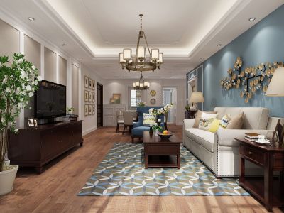 绿地威廉公馆-121㎡-美式风效果图