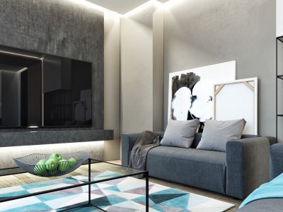 蓝光金悦城-110㎡-现代风效果图