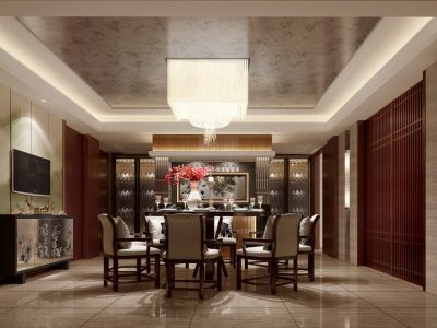 会所装修-1100㎡-中式风效果图