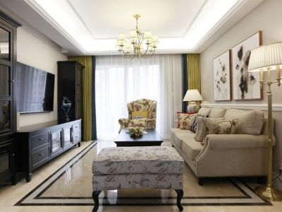 新裕家园-125㎡-美式风效果图