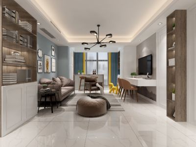 乾豪·欢乐颂-135㎡-现代风效果图