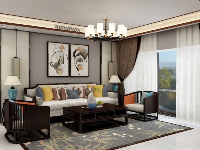 华光名苑中式风格80平米二居室装修效果图案例