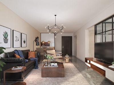 开泰华府现代风格90平米二居室装修效果图案例