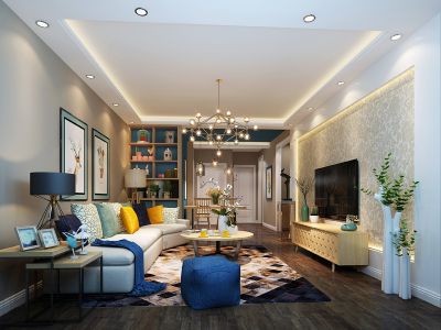 玲珑花园-110㎡-现代风效果图