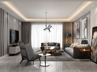 中旅万科城-110㎡-现代风效果图