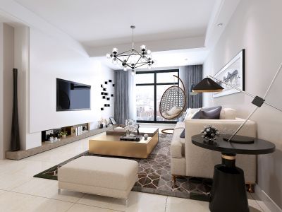 嘉园蓝湖九郡-101㎡-北欧风效果图