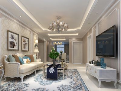 嘉园蓝湖九郡-114㎡-欧式风效果图