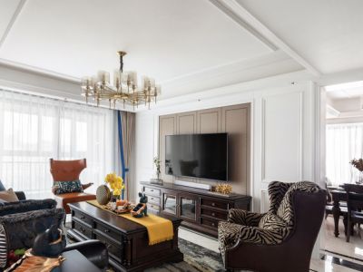 华强花园-114㎡-美式风效果图