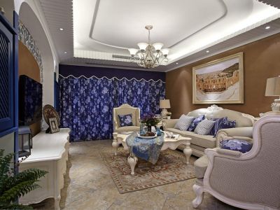 汇置尚岛-113㎡-地中海风效果图