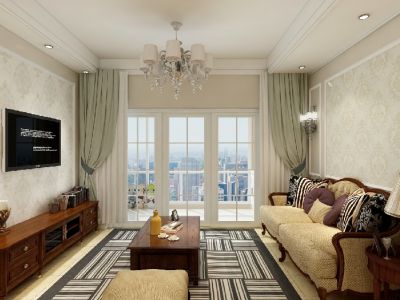 水岸名都-83㎡-美式风效果图