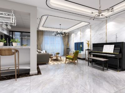 曲江龙邸-160㎡-现代风效果图