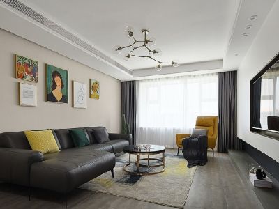 中房嘉苑现代风格103平米二居室装修效果图案例