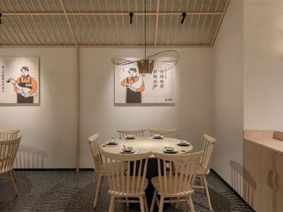 深井村餐厅-120㎡-新中式风效果图