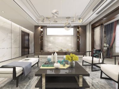 珠江御景-150㎡-新中式风效果图