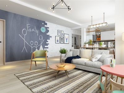 绿地悦蓉公馆-110㎡-北欧风效果图