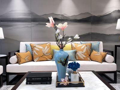 恒河广场-110㎡-中式风效果图