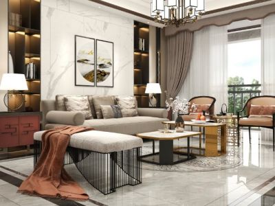 茂源小区-280㎡-新中式风效果图