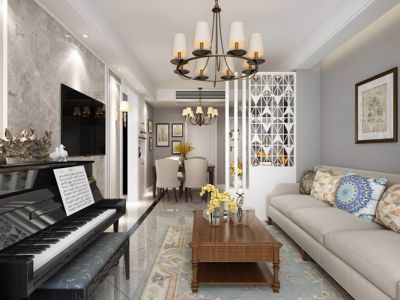 招商海德公学-90㎡-美式风效果图