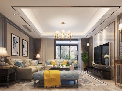 中海御湖-117㎡-新中式风效果图