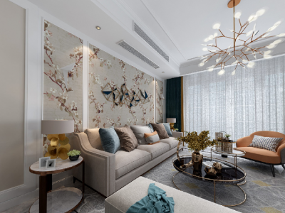 鸿通·翡翠城·紫金府-132㎡-轻奢风效果图