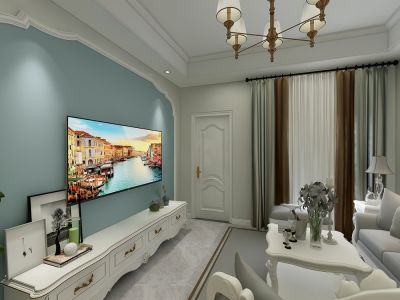 万科城市之光-106㎡-欧式风效果图