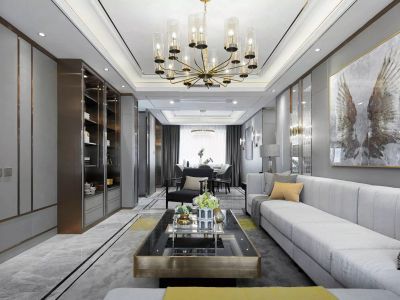 万豪地中海现代轻奢116平米三室两厅装修案例