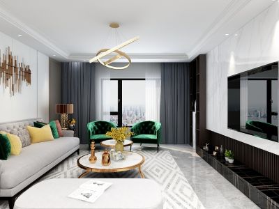 大连悦泰福里-240㎡-轻奢风效果图