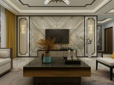 北陵家属院-130㎡-中式风效果图