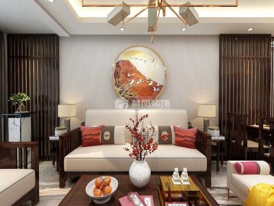 金辉优步湖畔-125㎡-新中式风效果图