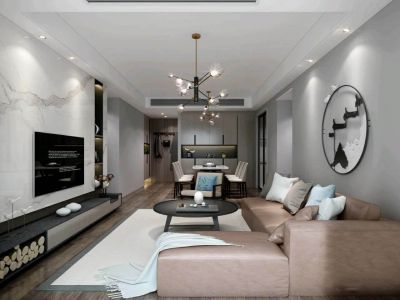 万裕润园-93㎡-新中式风效果图