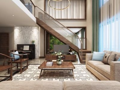 富力白鹭湾-374㎡-新中式风效果图