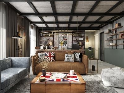 富力东堤湾畔-139㎡-工业风效果图