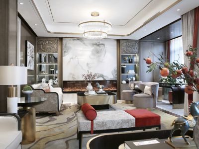 从都国际庄园-330㎡-新中式风效果图