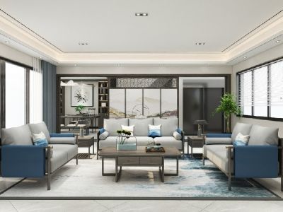 青泥洼桥-130㎡-新中式风效果图